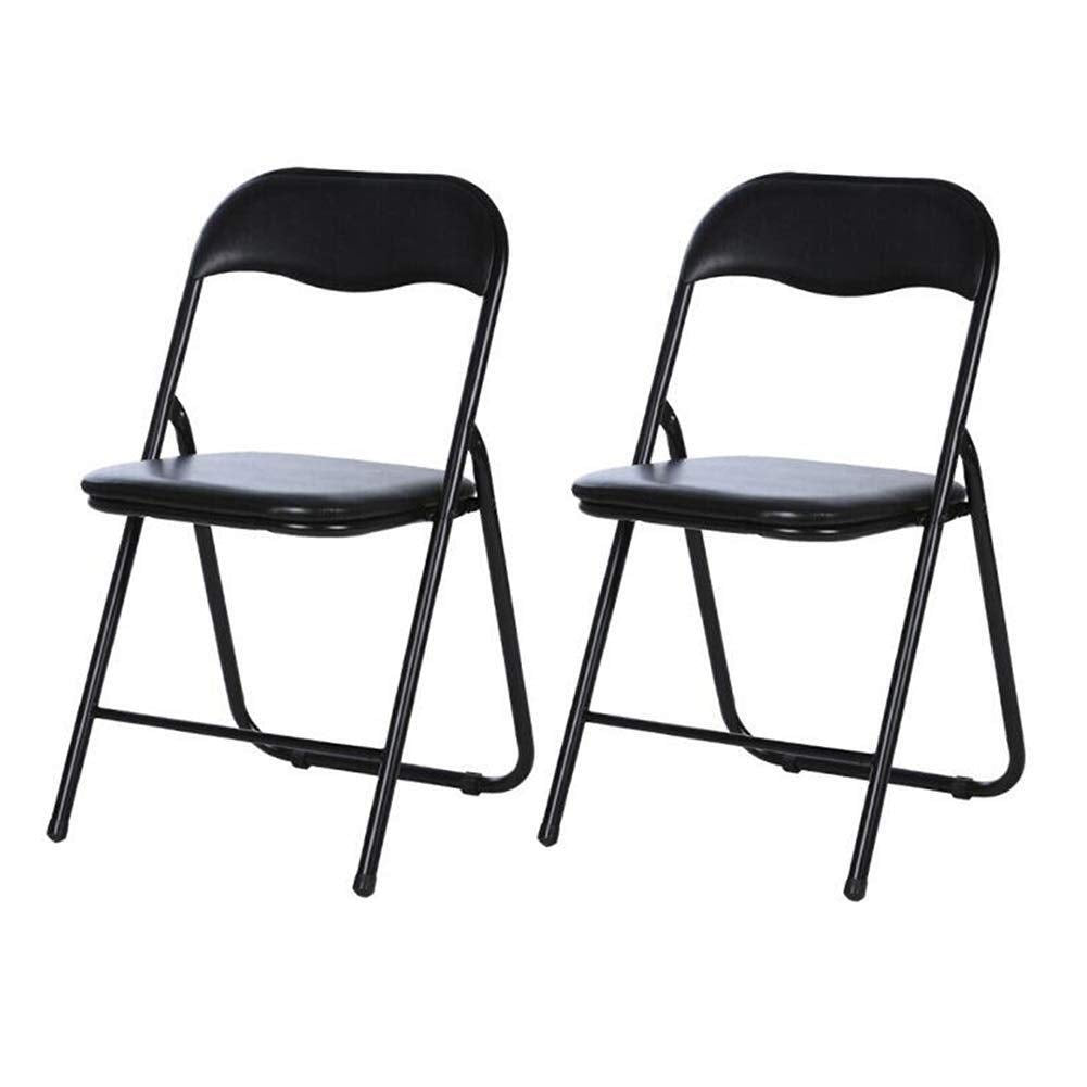 Folding Chair Black Office Conference Backrest Chair Metal Frame Visitor Padded Fabric Desk Chair Portable Security (Size : 6 Chairs)
