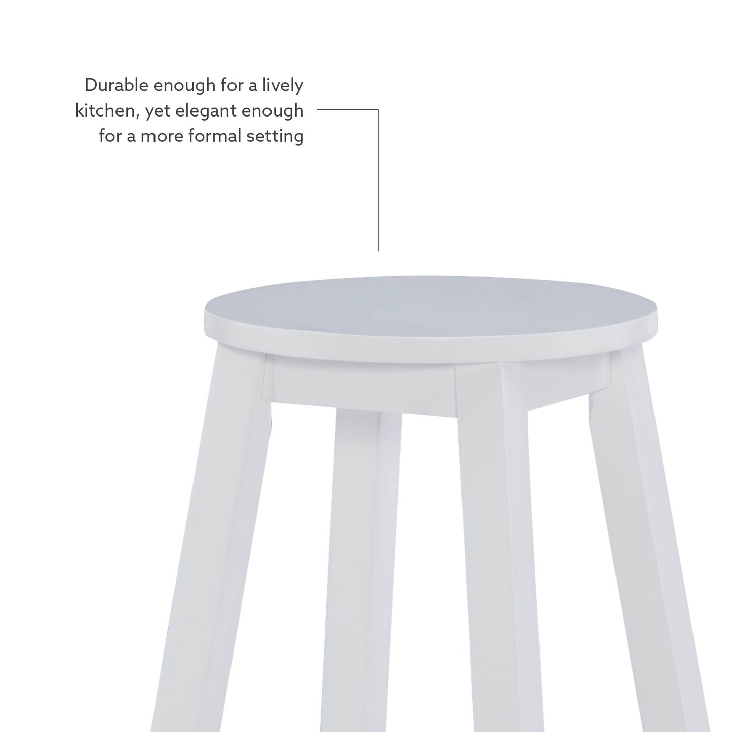 Linon Zeke White 24" Counter Stool with Round Seat