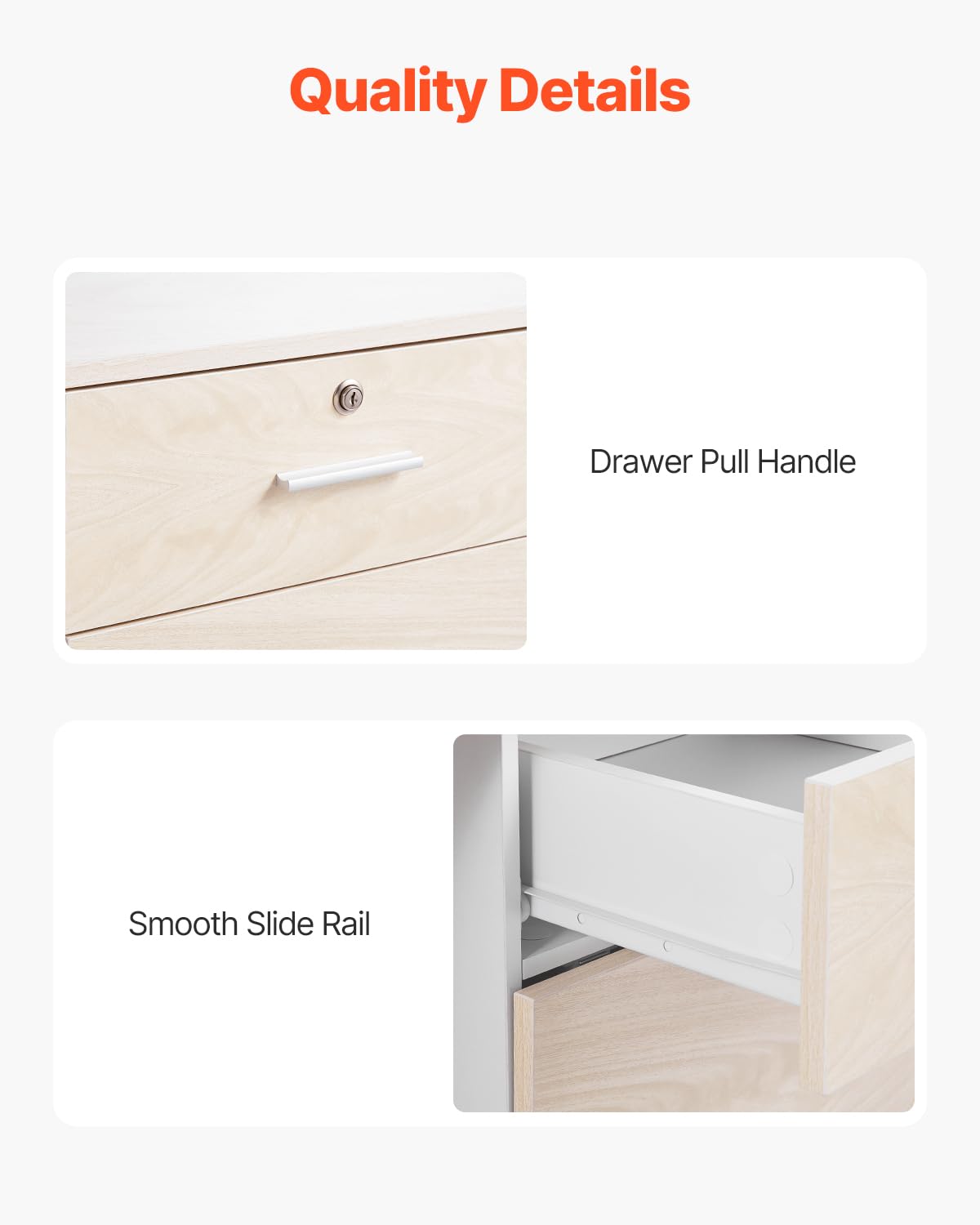 VEVOR Reception Desk, 55 Inch Rectangular Front Counter Table, Office Reception Counter with Lockable Drawer and Storage Cabinet, for Checkout, Lobby, Beauty Salon and Office, Natural