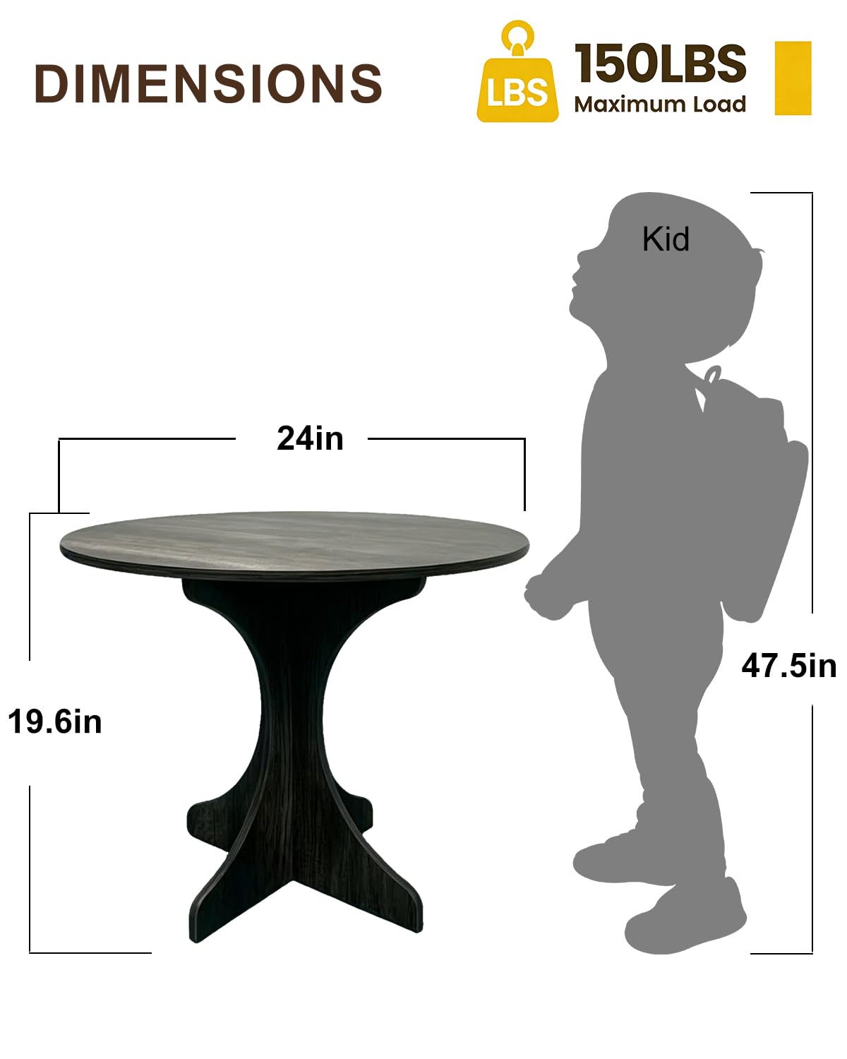 Modern Round Side Table, 24in Minimalist Accent End Table with Curved Tripod Base, Compact Round Sofa Side Table, Easy Assembly Nightstand for Living Room Bedroom Balcony Small Spaces-Gray Oak
