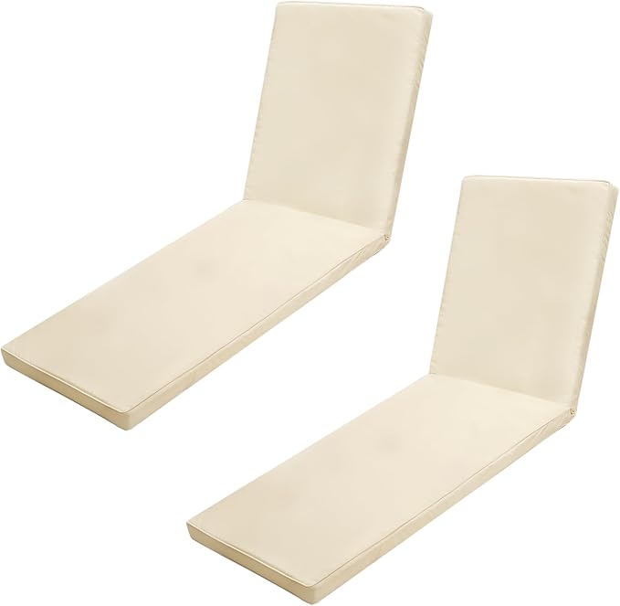 Outdoor Chaise Lounge Cushions for Patio, Waterproof Replacement Seat Cushions