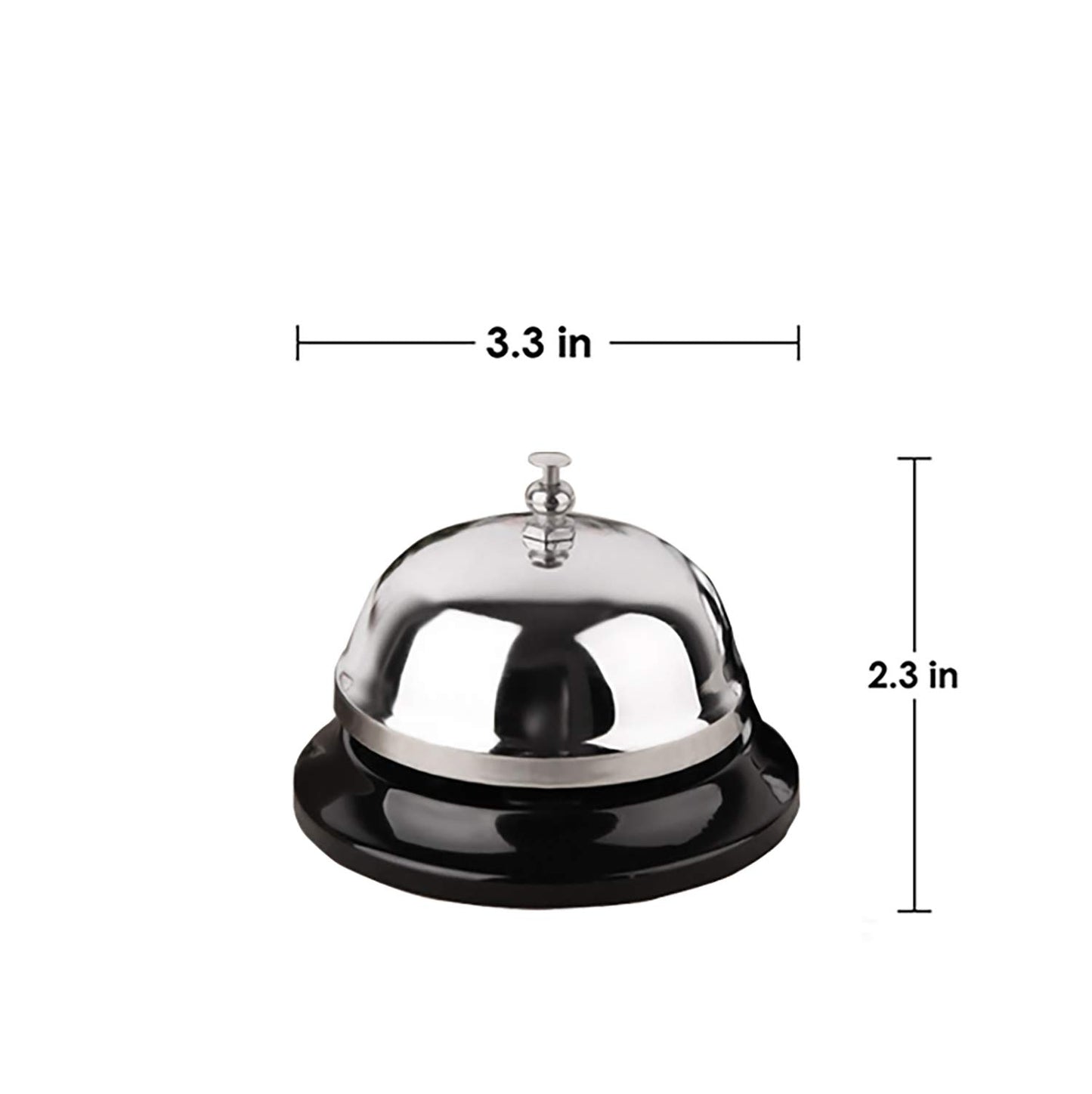 HeeYaa Call Bell 2 Packs 3.3 Inch Diameter with Metal Anti-Rust Construction, Desk Bell for Hotels, Schools, Restaurants, Reception Areas, Hospitals, Warehouses(Silver)