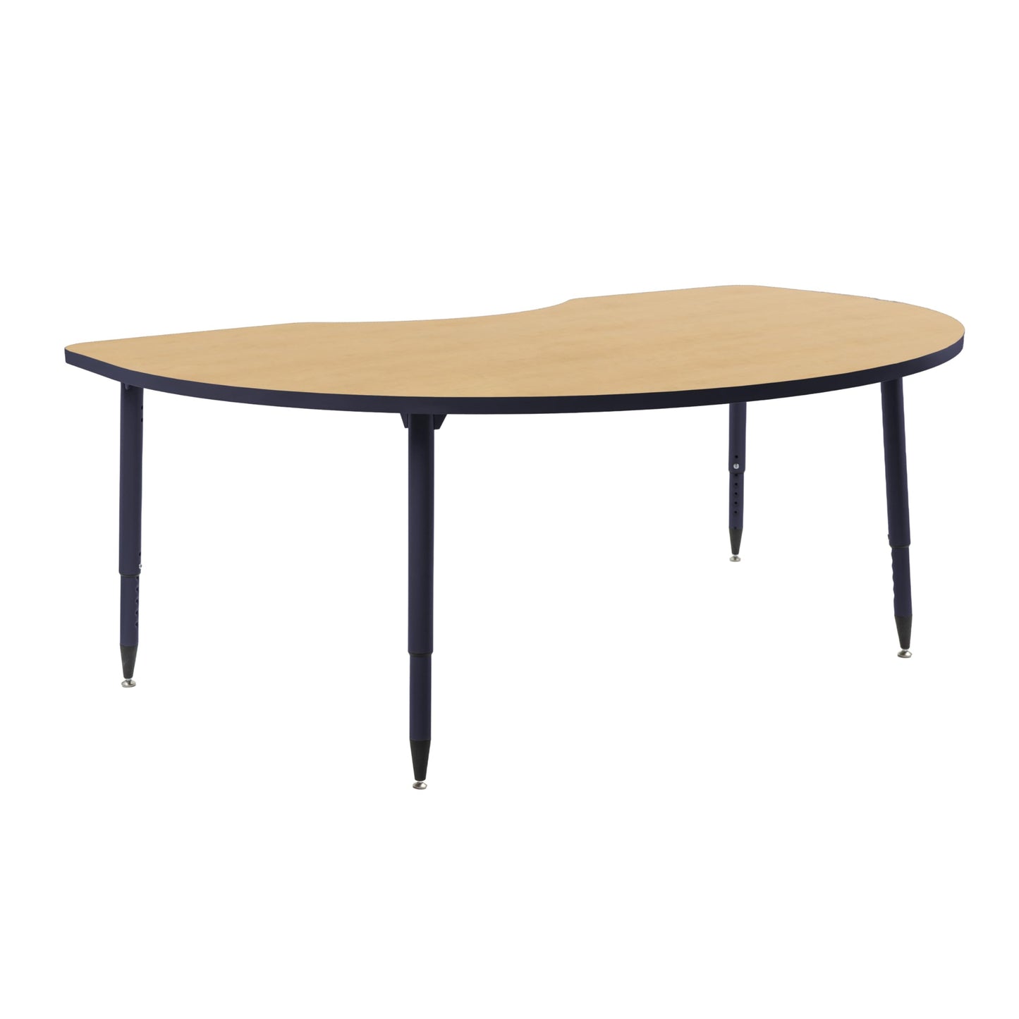 Adapte Commercial Classroom Activity Table - 48" x 72" Kidney, ADA Compliant Tapered Legs with Glides & Casters, Adjustable Height 22-34" Wheelchair Accessible, School & Office Furniture