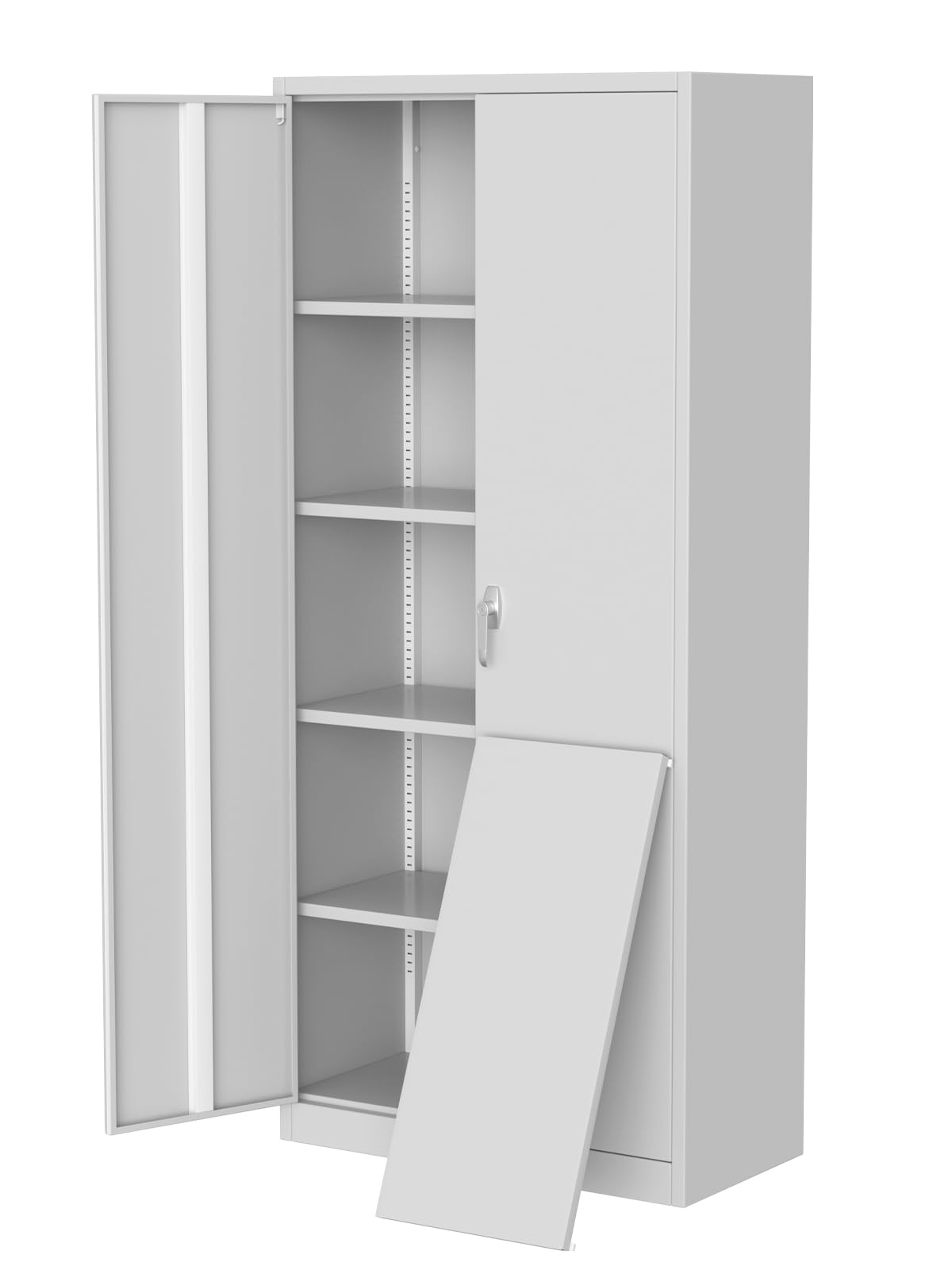 GarveeHome Storage Metal Cabinet 71" with Doors and Shelves Adjustable Adjustable Feet and Lock Tall Storage Cabinet for Pantry Garage Craft Bedroom Office