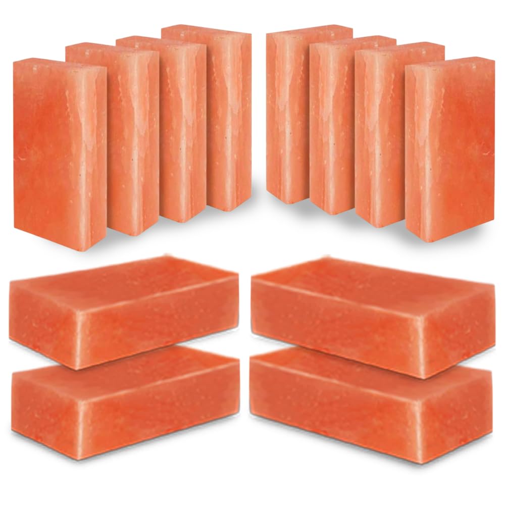 Himalayan Salt Bricks for Sauna and Spa 8"x4"x2"- Pack of 10 Pink Salt Tiles for Making Salt Wall | Bulk Salt Block for Home Décor DYE Work