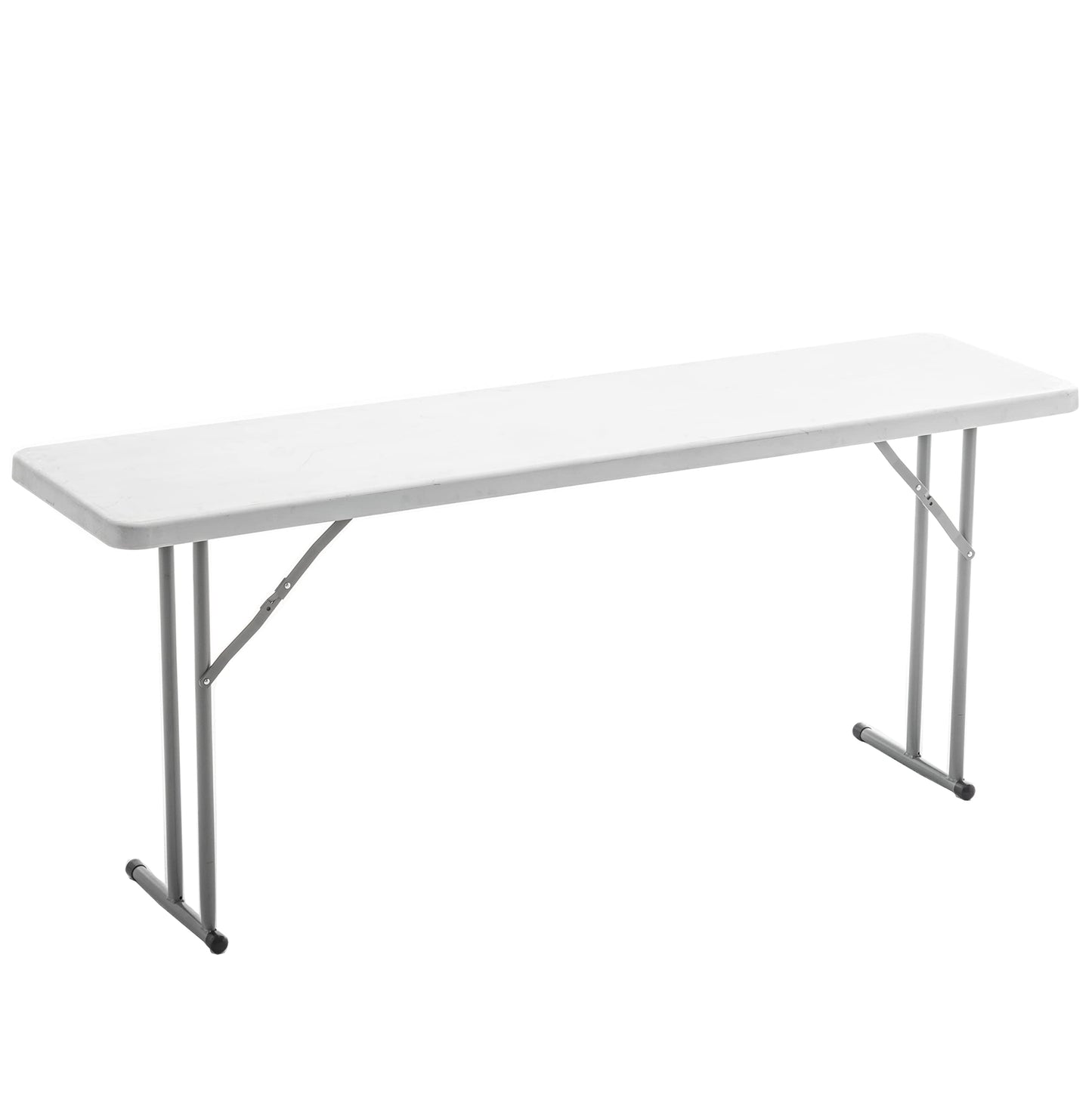 BTEXPERT Set of 2, 5-Foot - 60" Long White Plastic Folding Seminar Training Table Portable 18" Wide Narrow, 29" High, Events Indoor Outdoor Lightweight