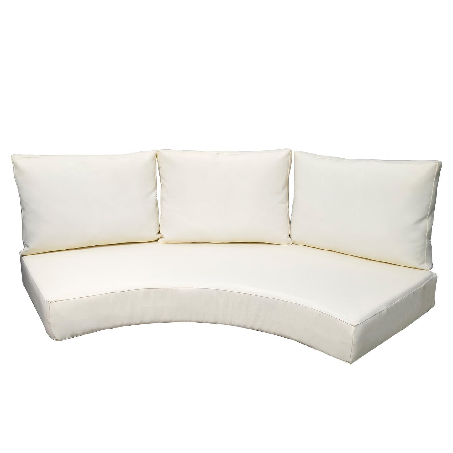 TQ369SM Patio Cushion Cover for Outdoor Half-Moon Rattan Chair Wicker Sectional Curved Sofa Replacement Couch Cover with Zipper 4-Piece Breathable Customizable (No fillers) (Off-White, L)