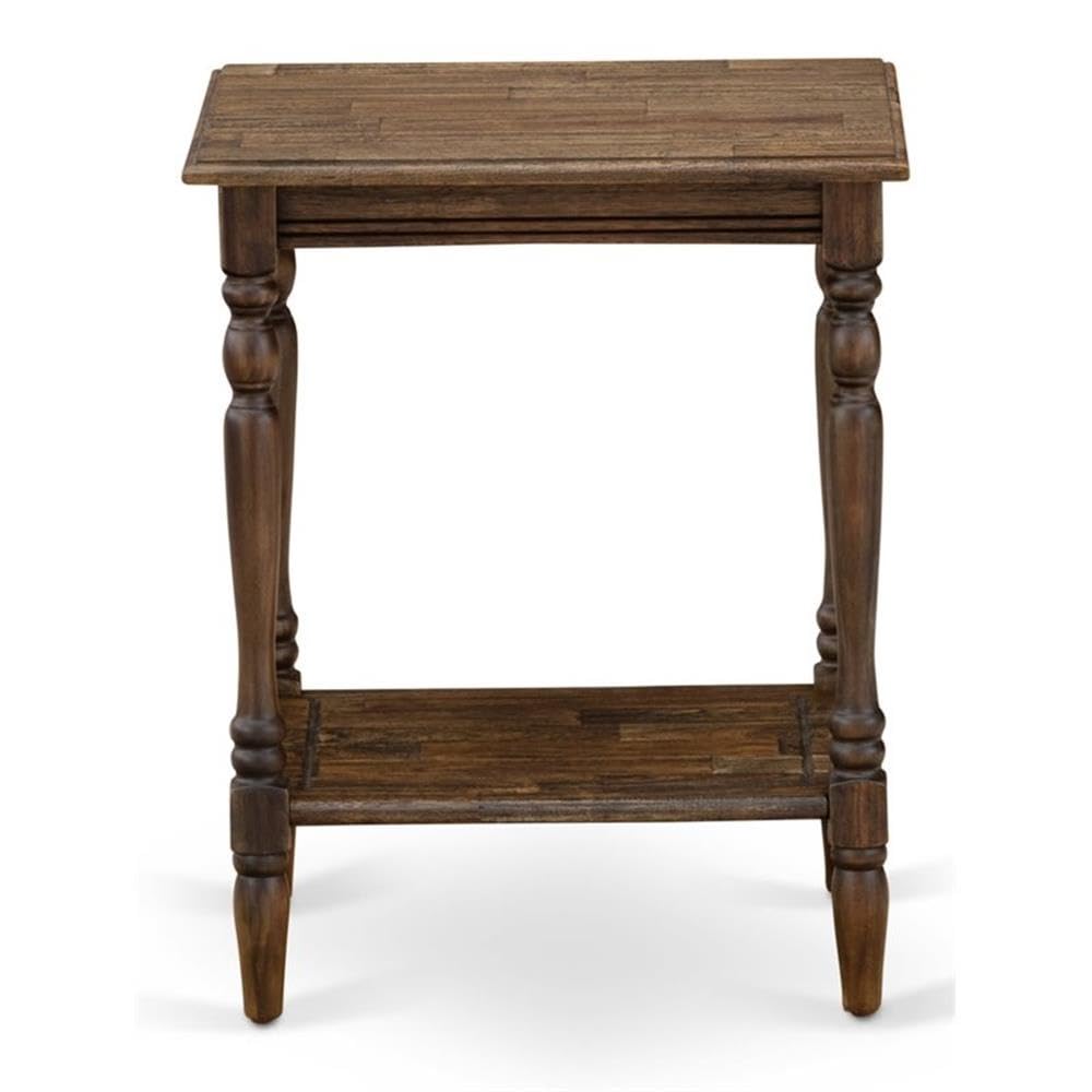 East West Furniture BF-07-ET Bedford Night Stand - Rectangle End Table with Open Storage Shelf for Bedroom, 16x20 Inch Inch, Distressed Jacobean