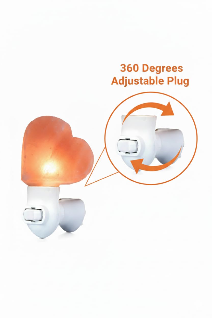 NatureBoost Himalayan Pink Salt Night Light Heart 3 Pack Decorative Ambient Night Lights for Bedroom, Bathroom, Nursery & Home Décor