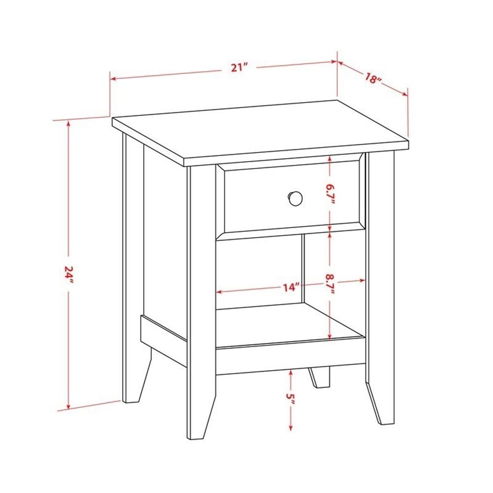 East West Furniture GA-12-ET Gallatin Night Stand - Rectangle Bedside Table with a Drawer for Bedroom, 18x21 Inch Inch, Clover Green