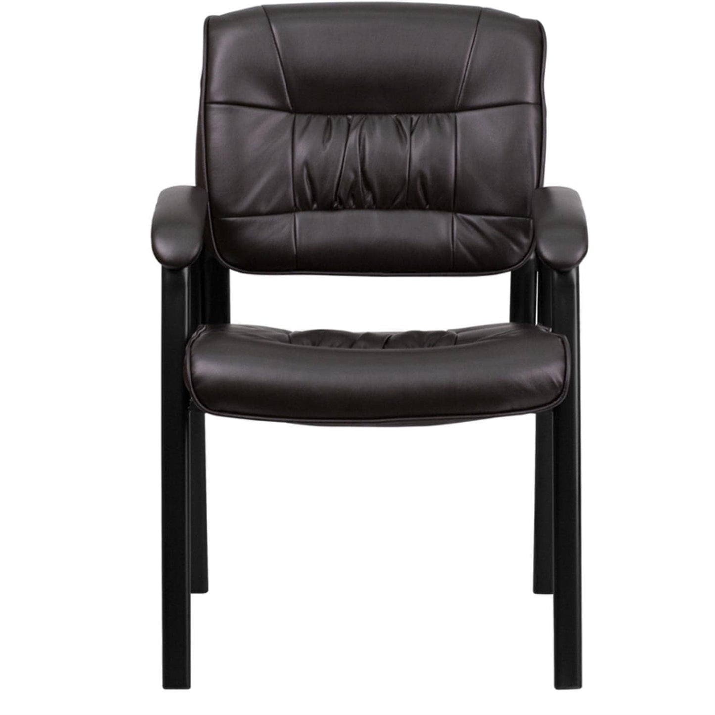 Flash Furniture Haeger LeatherSoft Tufted Executive Reception Chair with Padded Armrests, Upholstered Side Chair for Living Room or Office, Brown