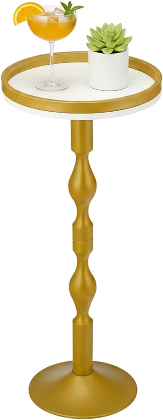 Small Round Gold Side Table, Drink Table
