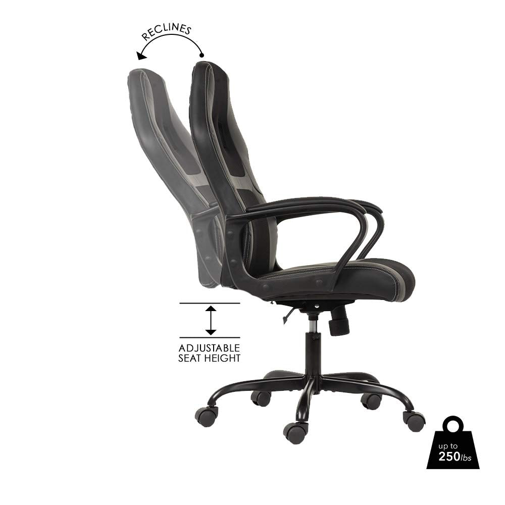 BestOffice Office Chair PC Gaming Chair Cheap Desk Chair Ergonomic PU Leather Executive Computer Chair Lumbar Support for Women, Men (Black)