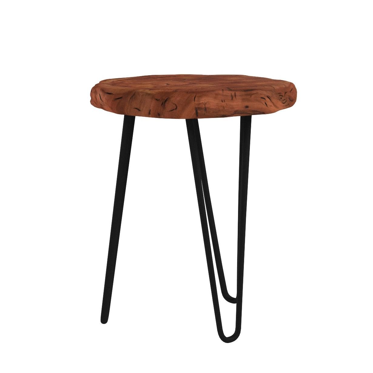 WELLAND Unique Shape Date Tree End Table Live Edge Side Table Plant Stand for Living Room Bedroom Home Office Patio 13" W x 12" D x 16" H