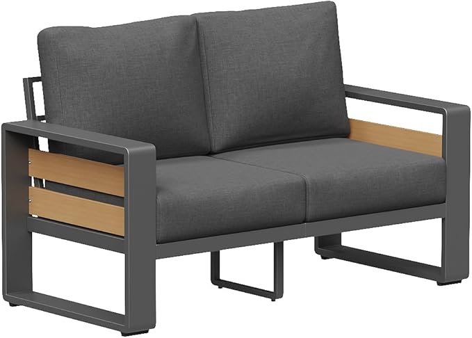 Aoxun Aluminum Outdoor Patio Furniture Set, 2 Seats Metal Sectional Patio