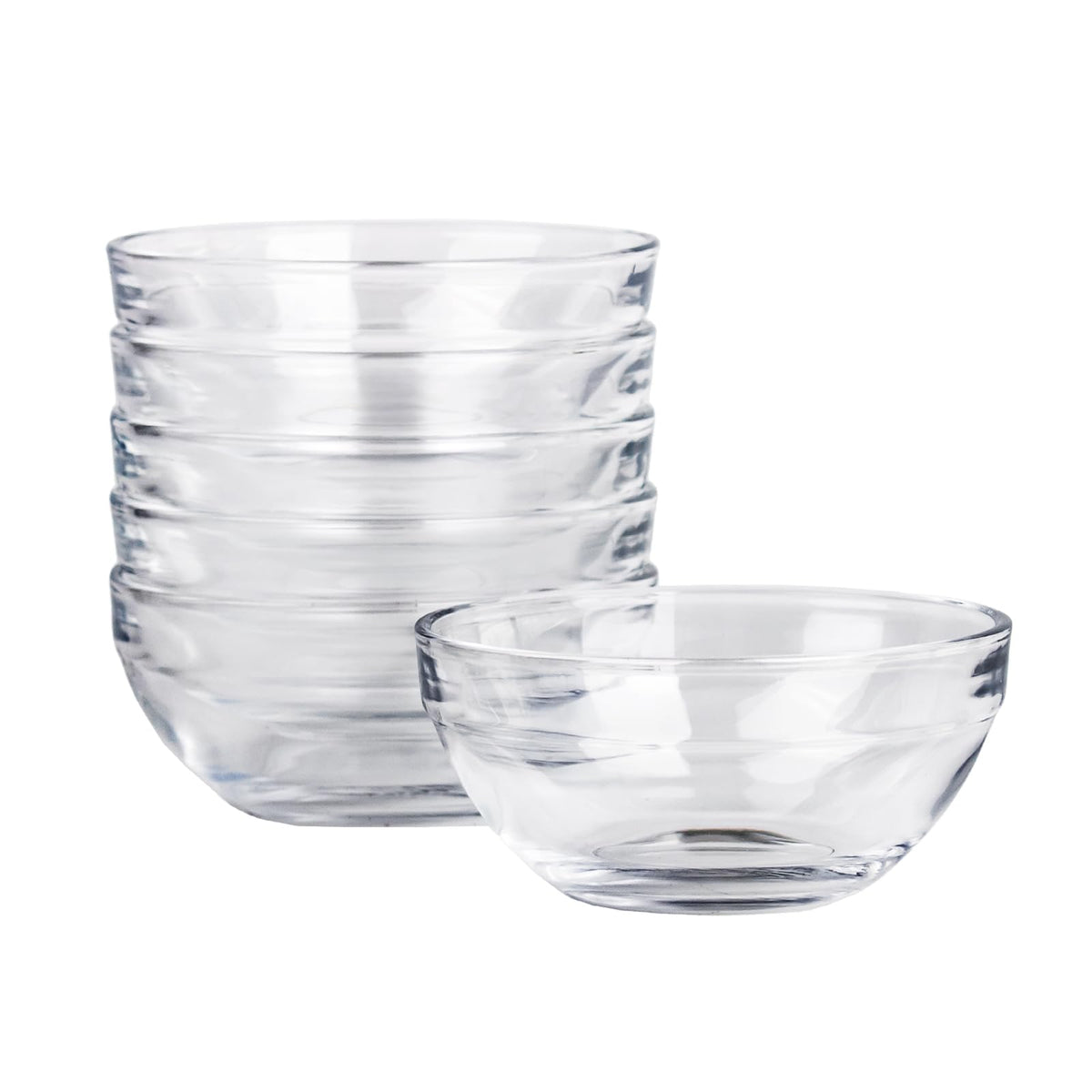 Iyulania 4.4 oz Clear Glass Bowl, Mini Prep Dish for Salt and Spices, Microwave and Dishwasher Safe, Stackable, Set of 6