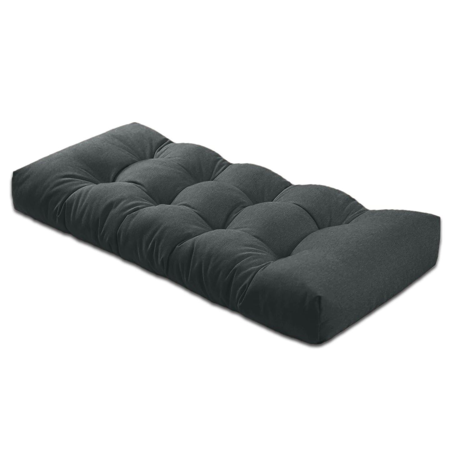 ThinMay Bench Cushion 47 inches,Indoor/Outdoor Non-Slip Tufted Cushions, Premium Waterproof Linen, Soft Piano Sofa Cushions, High-Density Memory Foam(Black-47x19x4in)