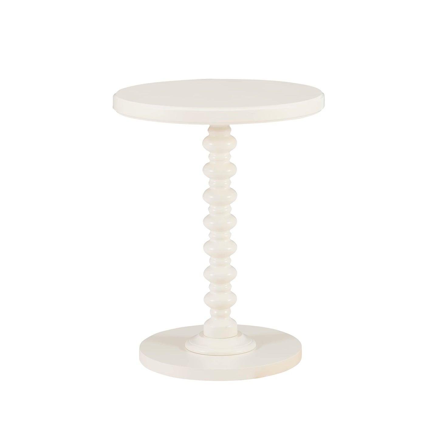 Powell Tarkin Round Off White Turned Spindle Pedestal Side Accent Table