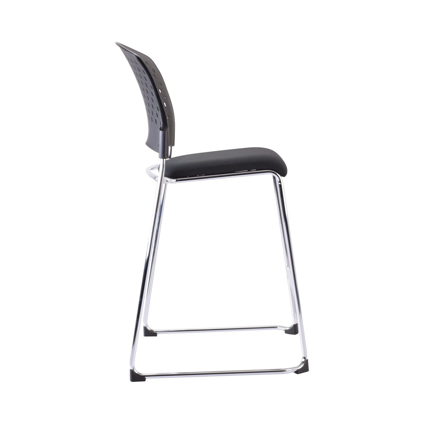 Office Star 886 Series Tall Stacking Visitor's Chair with Ventilated Plastic Back and Padded Seat, 4 Pack, Coal FreeFlex Black