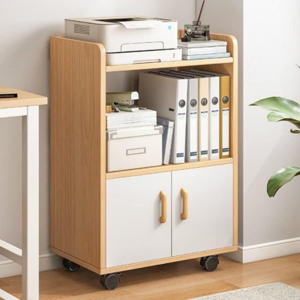 NRFJFOP Shelf Placement Cabinet Floor Office Filing Wooden Movable Computer Desk Side Low
