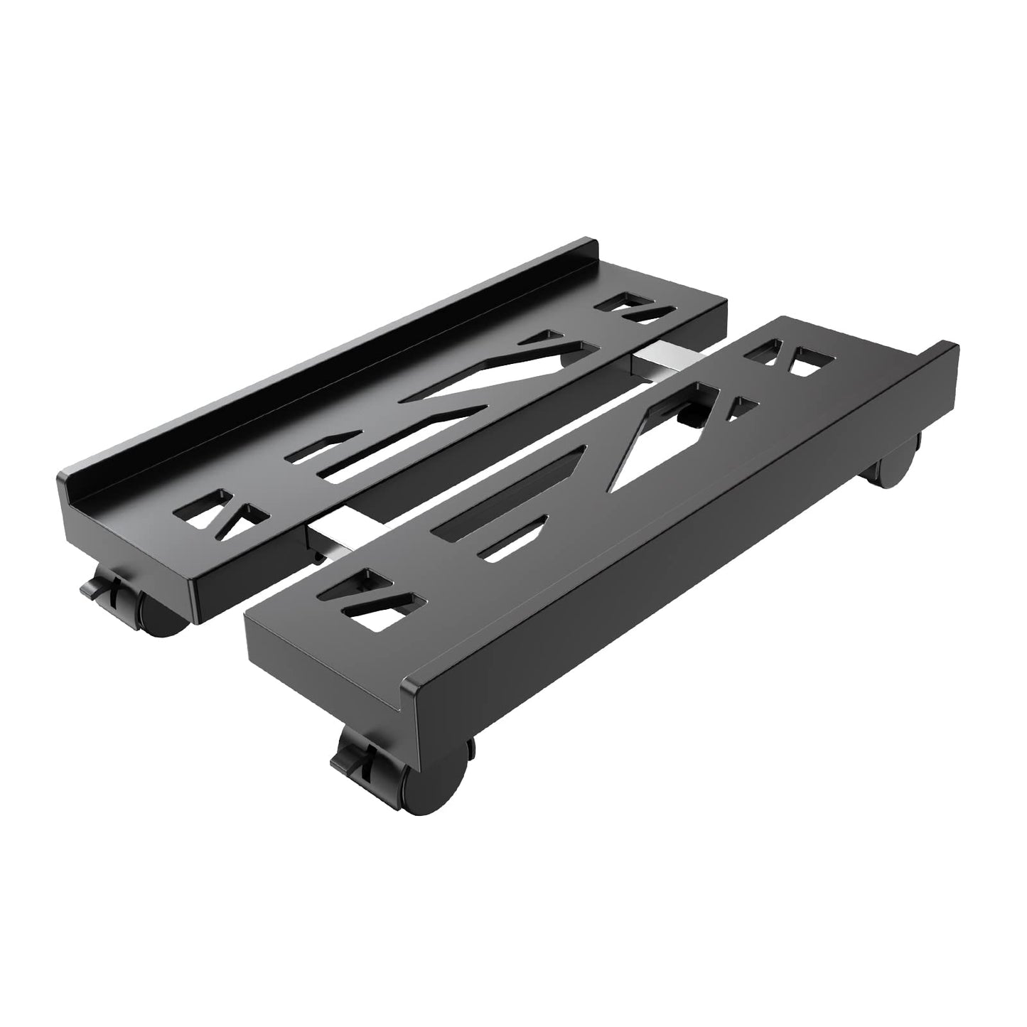 Hovadova Adjustable Mobile CPU Stand, Ventilated Computer Tower Stand with 4 Caster Wheels Fits Most PC Tower, Under Desk CPU Holder PC Floor Cart Computer Riser for Students and Gamers (Black)