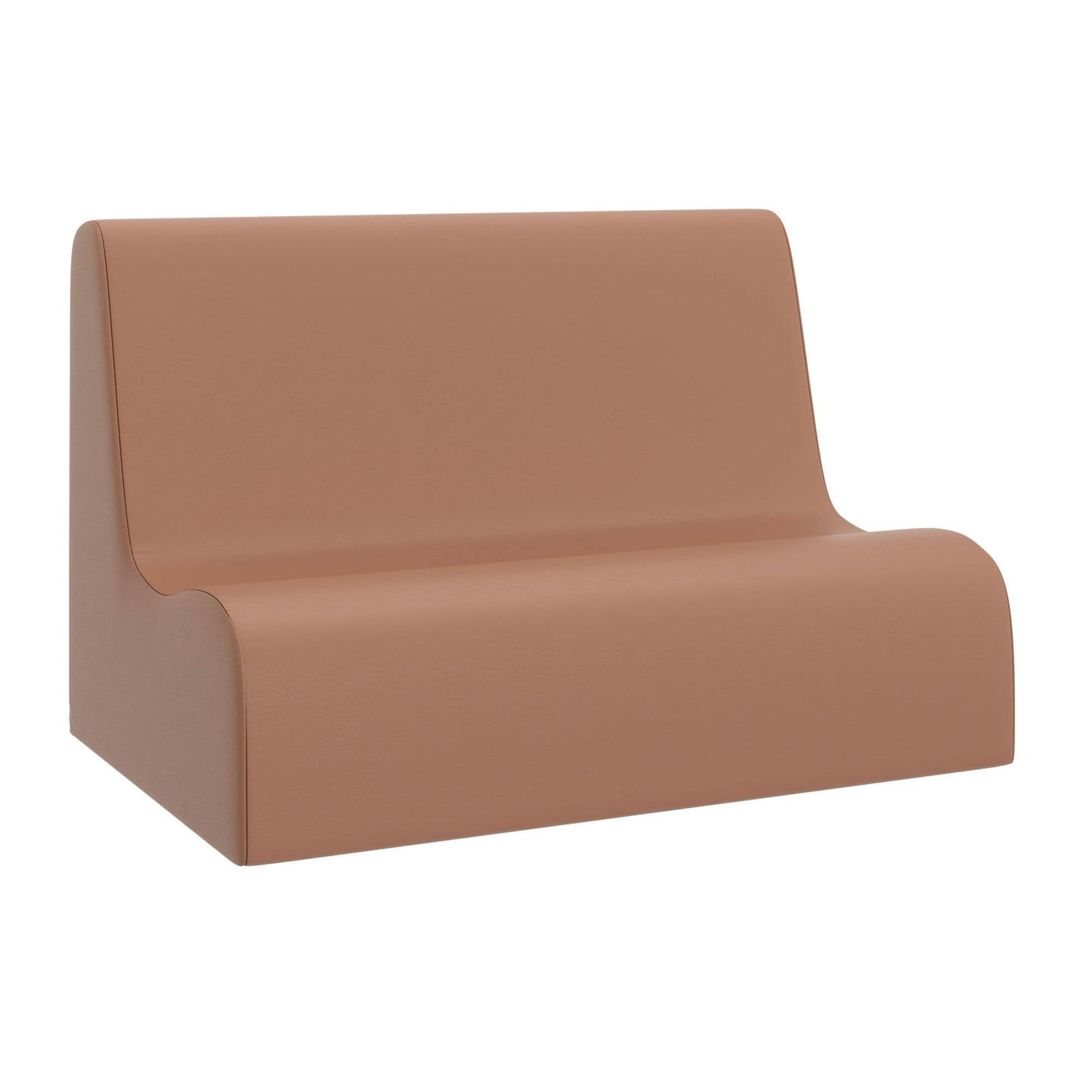 Children's Factory Small Contour Sofa, Mix-and-Match Kids Chairs, Sofas, Corner Ottomans and Cubes, Foam-Filled and Water-Resistant, Flexible Seating for Classroom Elementary, Clay Kids Couch