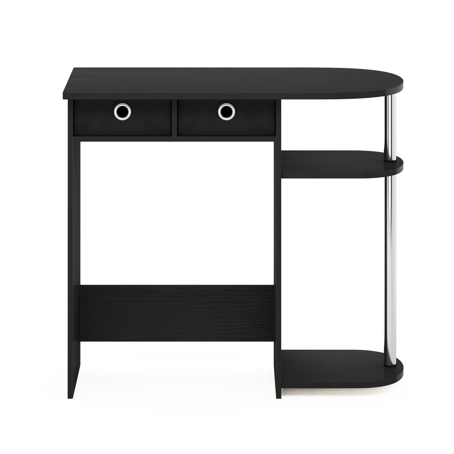 Furinno Go Green Desk, 31.5" Wide Gaming Desk with 2 Side Shelves and Storage Bins, Computer Desk, Office Desk for Home Office, Study Room, Dorm, Bedroom, Americano