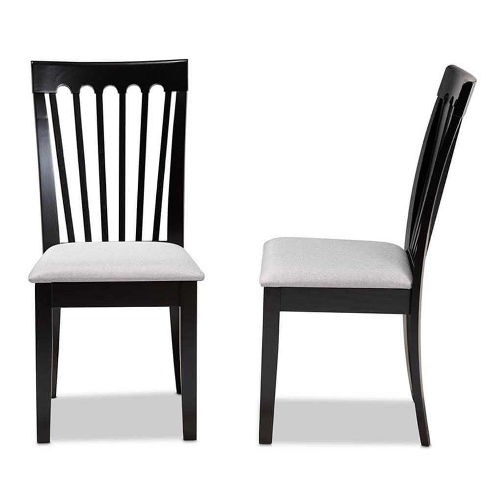 Baxton Studio Minette Modern and Contemporary Gray Fabric Upholstered and Espresso Brown Finished Wood 2-Piece Dining Chair Set