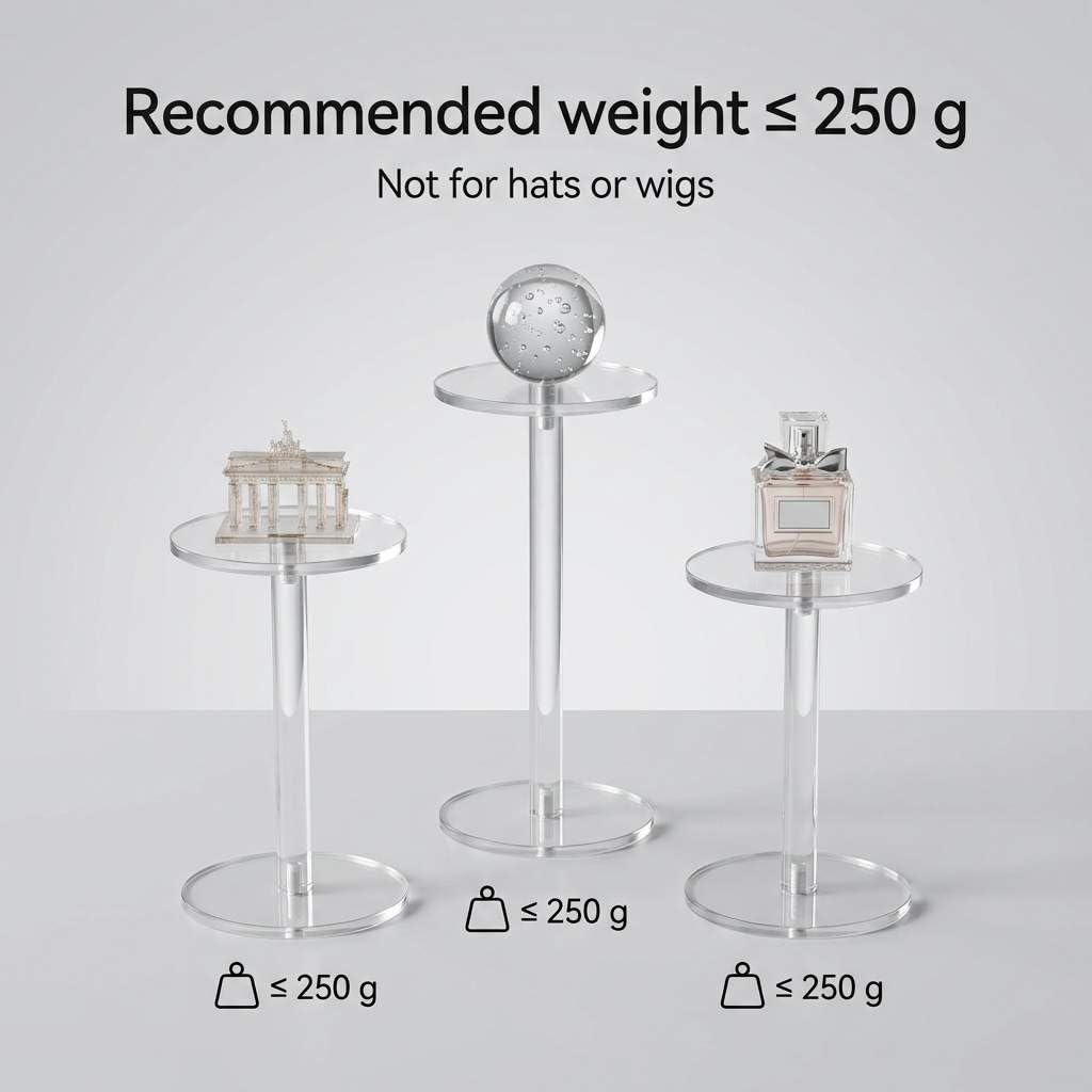 QWORK Round Acrylic Display Stand, Premium Clear Round Riser Stands, Set of 3