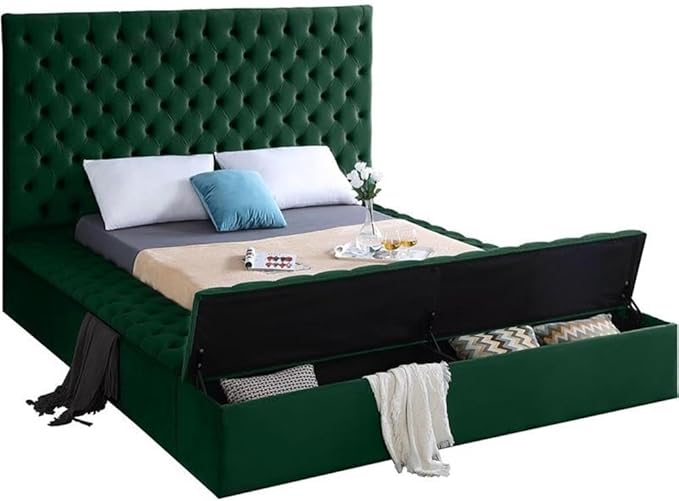 Meridian Furniture Bliss Collection Modern | Contemporary Velvet Upholstered Bed