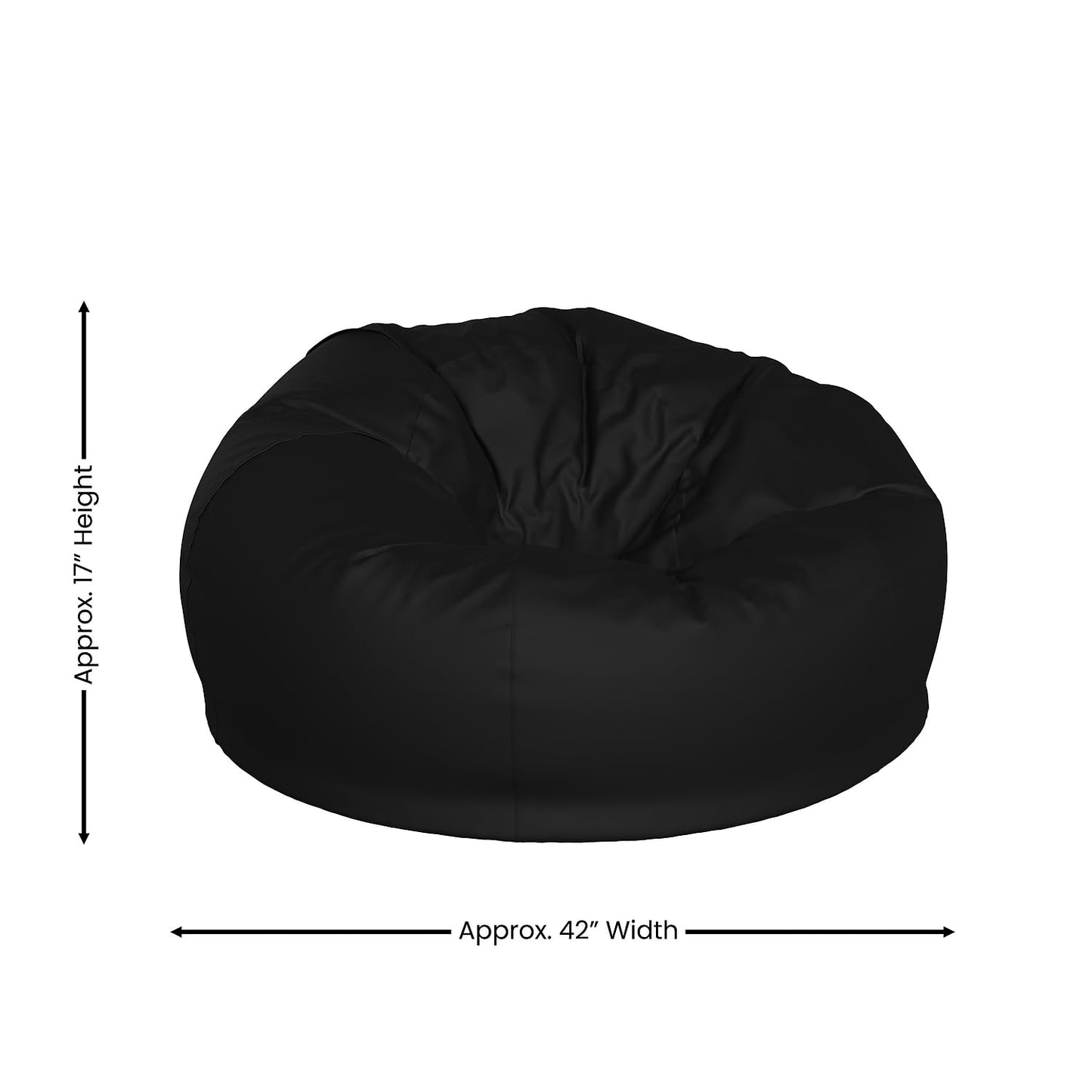 Flash Furniture Duncan Oversized Solid Black Bean Bag Chair for Kids and Adults