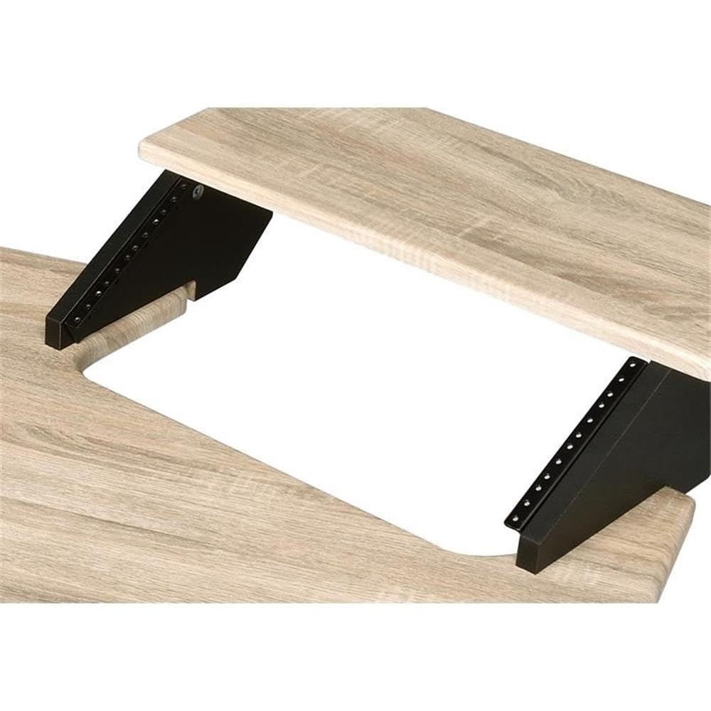 Acme Eleazar Wooden 3-Shelf Music Recording Studio Desk in Natural Oak
