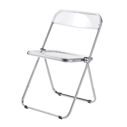 ZREVSB Metal Folding Chair,Transparent Chair,Training Chair,Visitor Chair with Electroplated Frame,Anti-Rust,Wear-Resistant,Easy to Clean, Maximum Load-Bearing 150kg,White (Transparent)