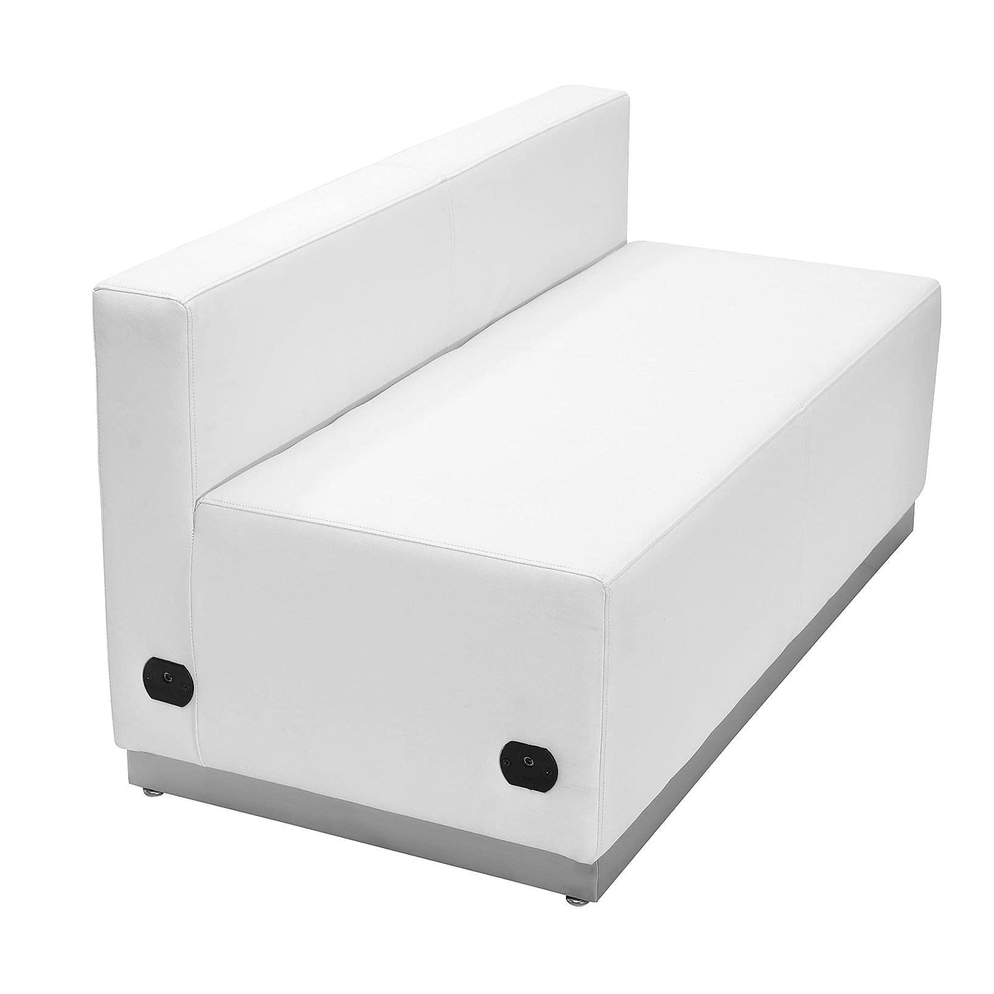 Flash Furniture HERCULES Alon Series White LeatherSoft Loveseat with Brushed Stainless Steel Base