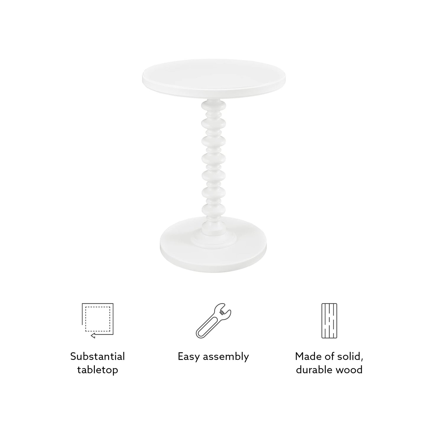 Powell Furniture Powell Round Spindle, White Table 17 x 22.25 x 17