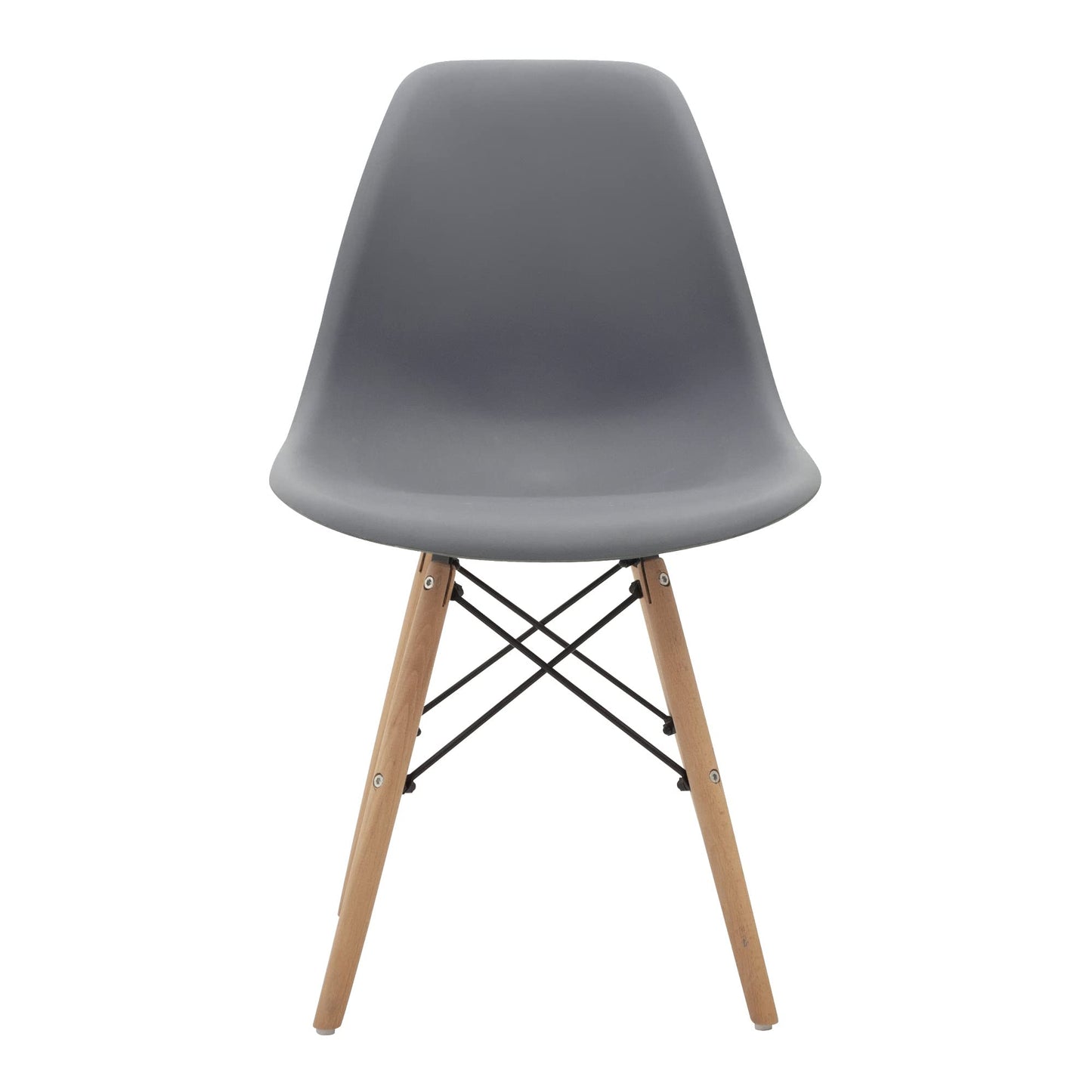 CangLong Modern Mid-Century Shell Lounge Plastic Natural Wooden Legs for Kitchen, Dining, Bedroom, Living Room Side Chairs, Set of 1, Grey
