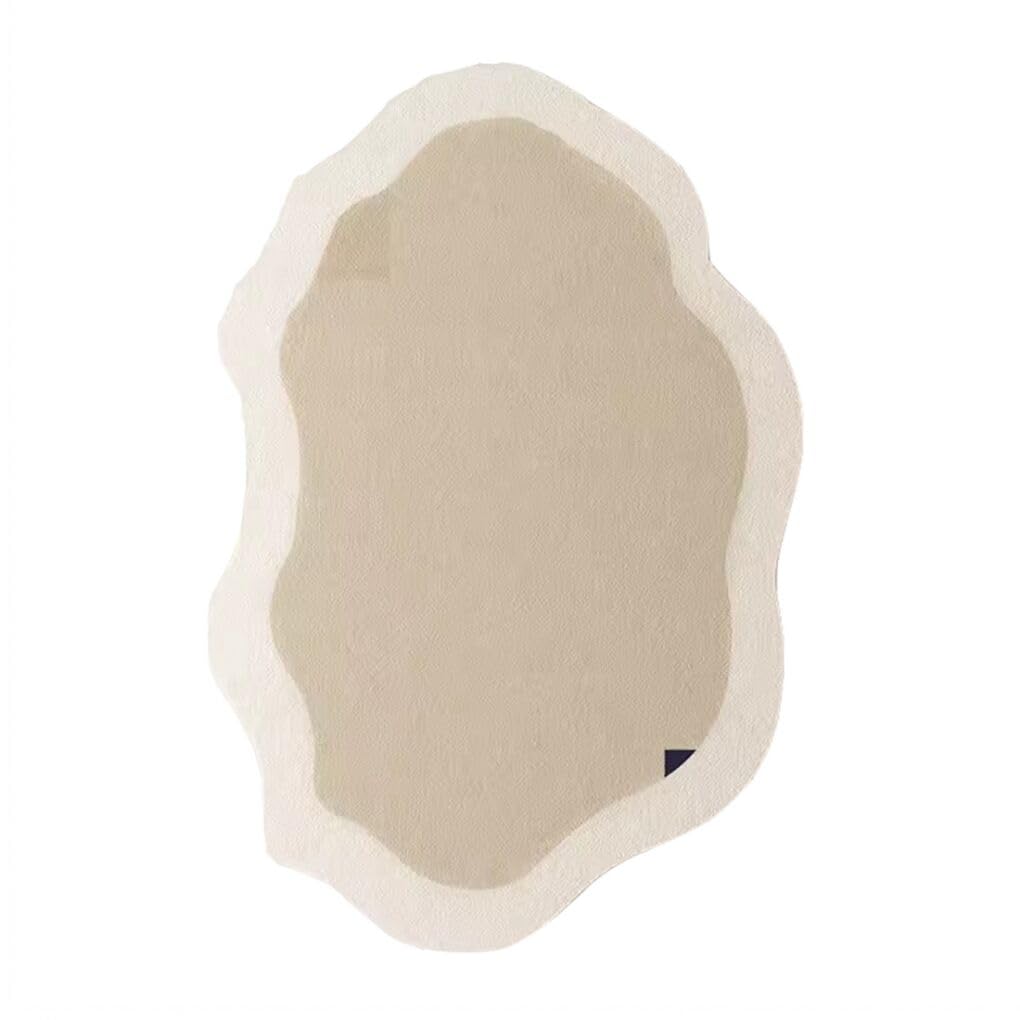 Boho Odd Shaped Rugs Cream Beige Irregular Rug for Living Room Bedroom Home Office Machine Washable Low Pile Shag Carpet 5x8 Minimalist Modern Playroom Nursery Indoor Non Slip Durable Runner Mats
