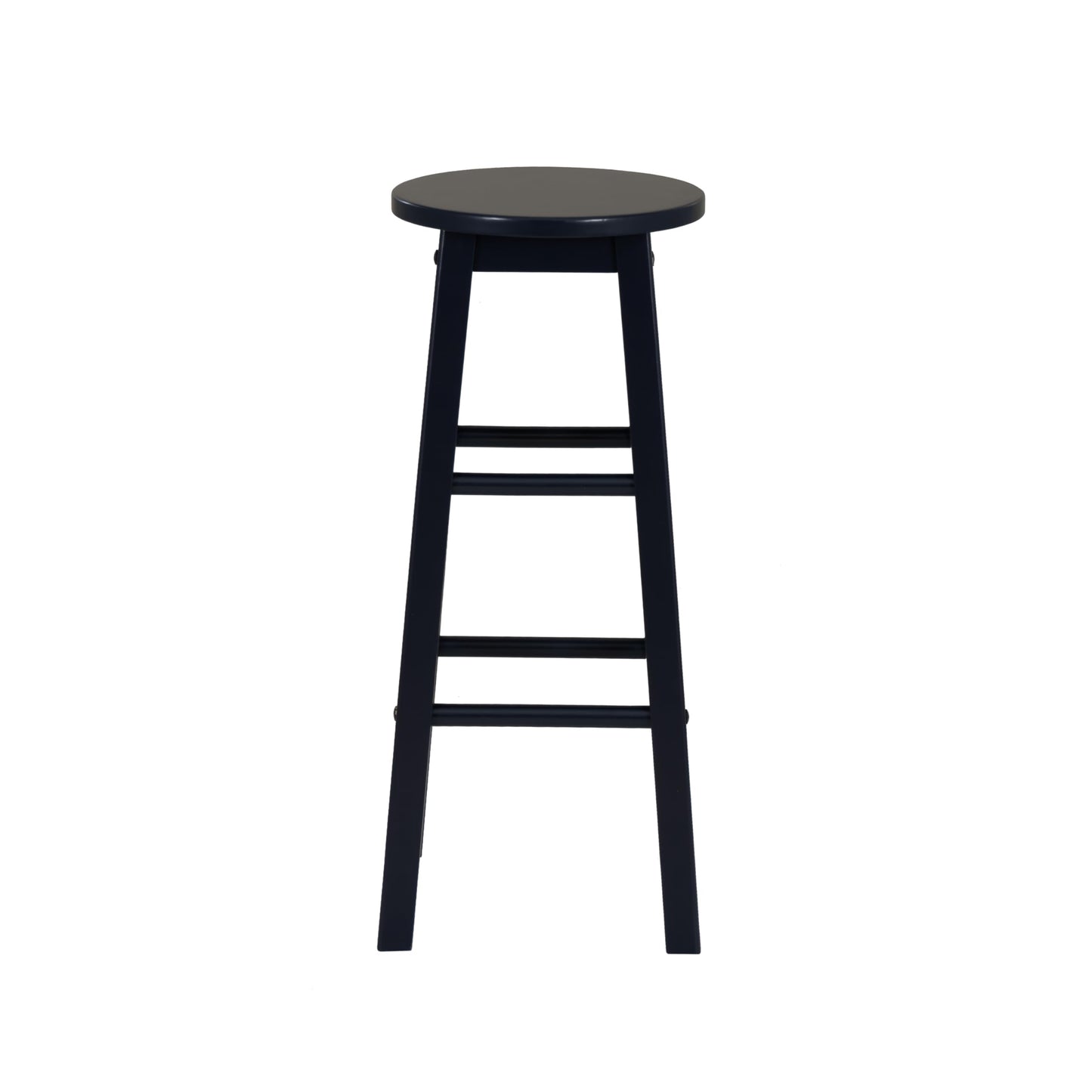 Linon Zeke Navy Blue Solid Wood Backless Round Barstool with 29 inch Seat Height