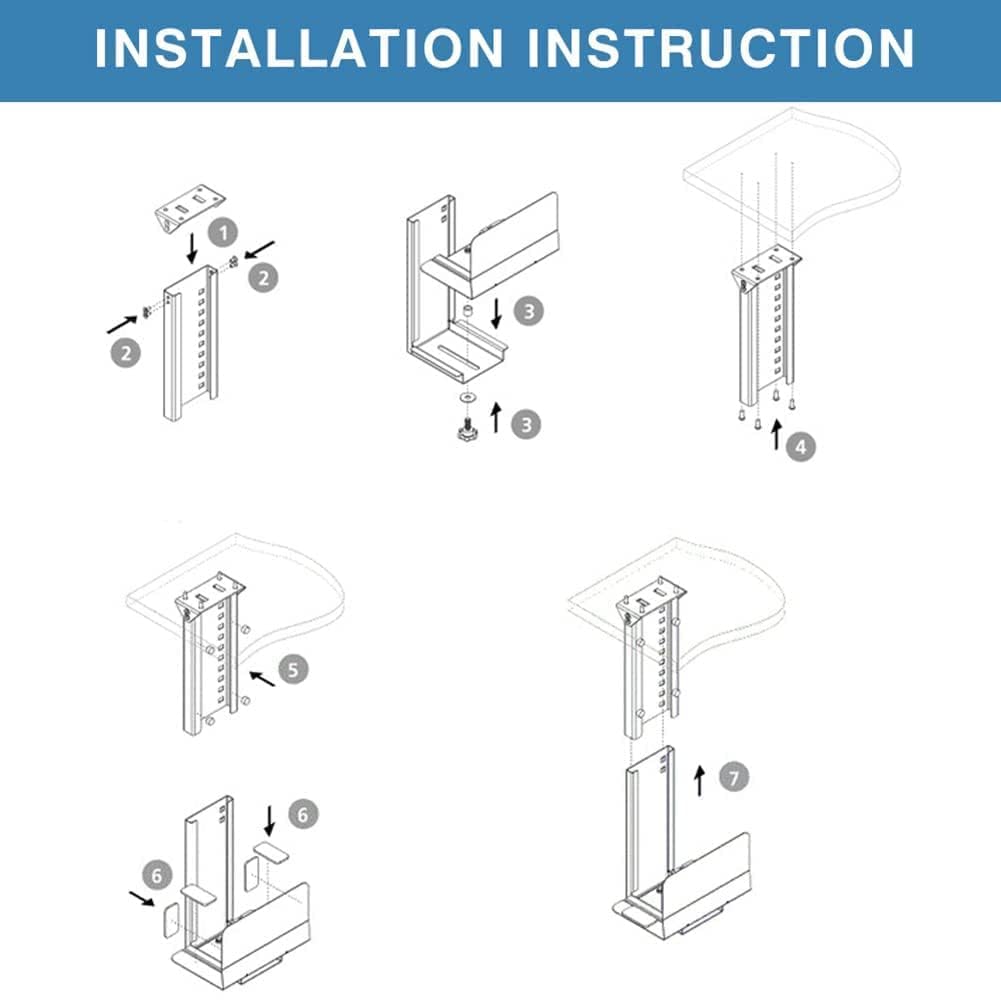 Heavy Duty Computer Wall Mount, Also Great for PC Mount Under Desk - Height Adjustable from 12" to 20", Width Adjustable from 5.7" to 8" - Computer Case Stand PC Holder Under Desk or On Wall, White