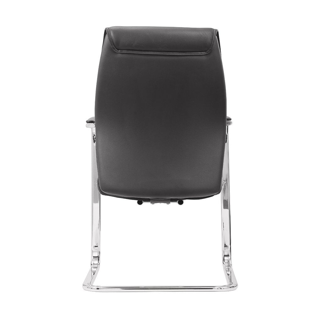 Executive Visitor PU Leather Office Chair Aluminum Fixed arms Heavy Duty 300 Pounds Rated - Gray
