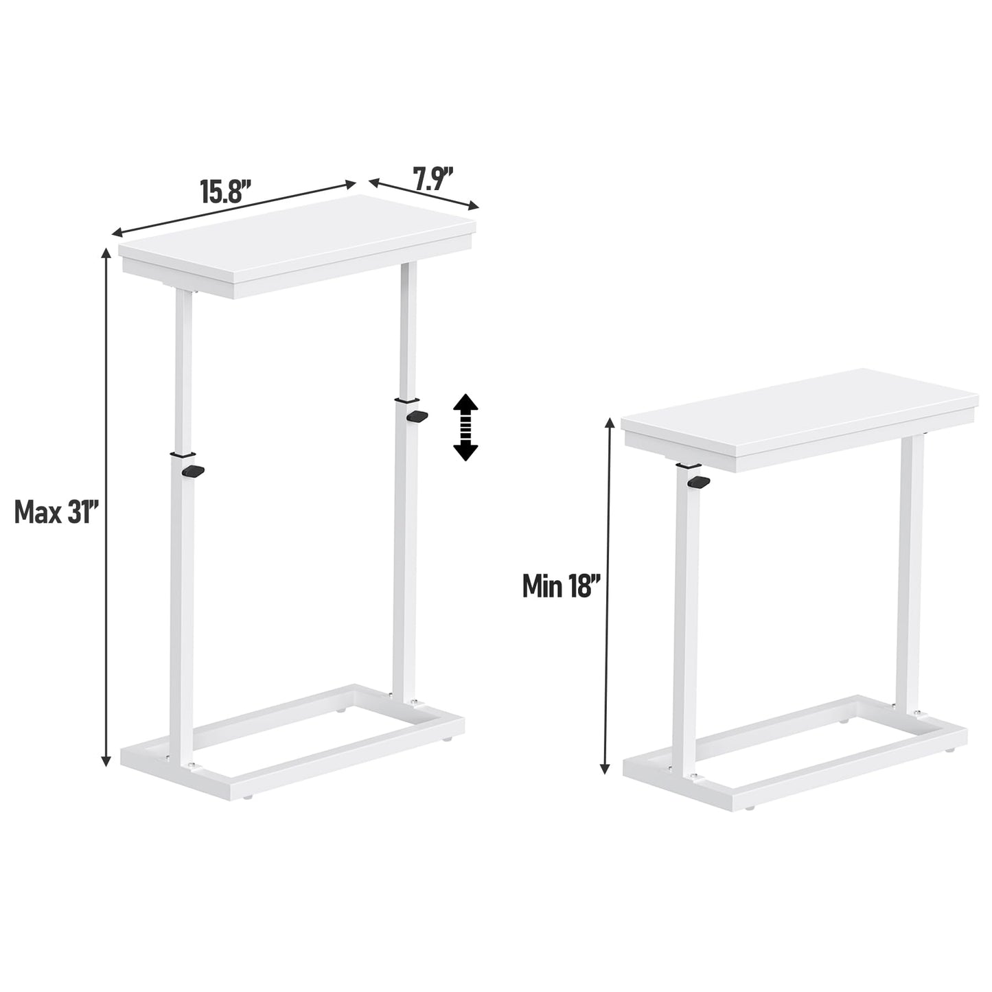 TUTOTAK End Table, Side Table, Tall Couch Table, Sofa Table, Living Room, Bedroom,White TB01BW083