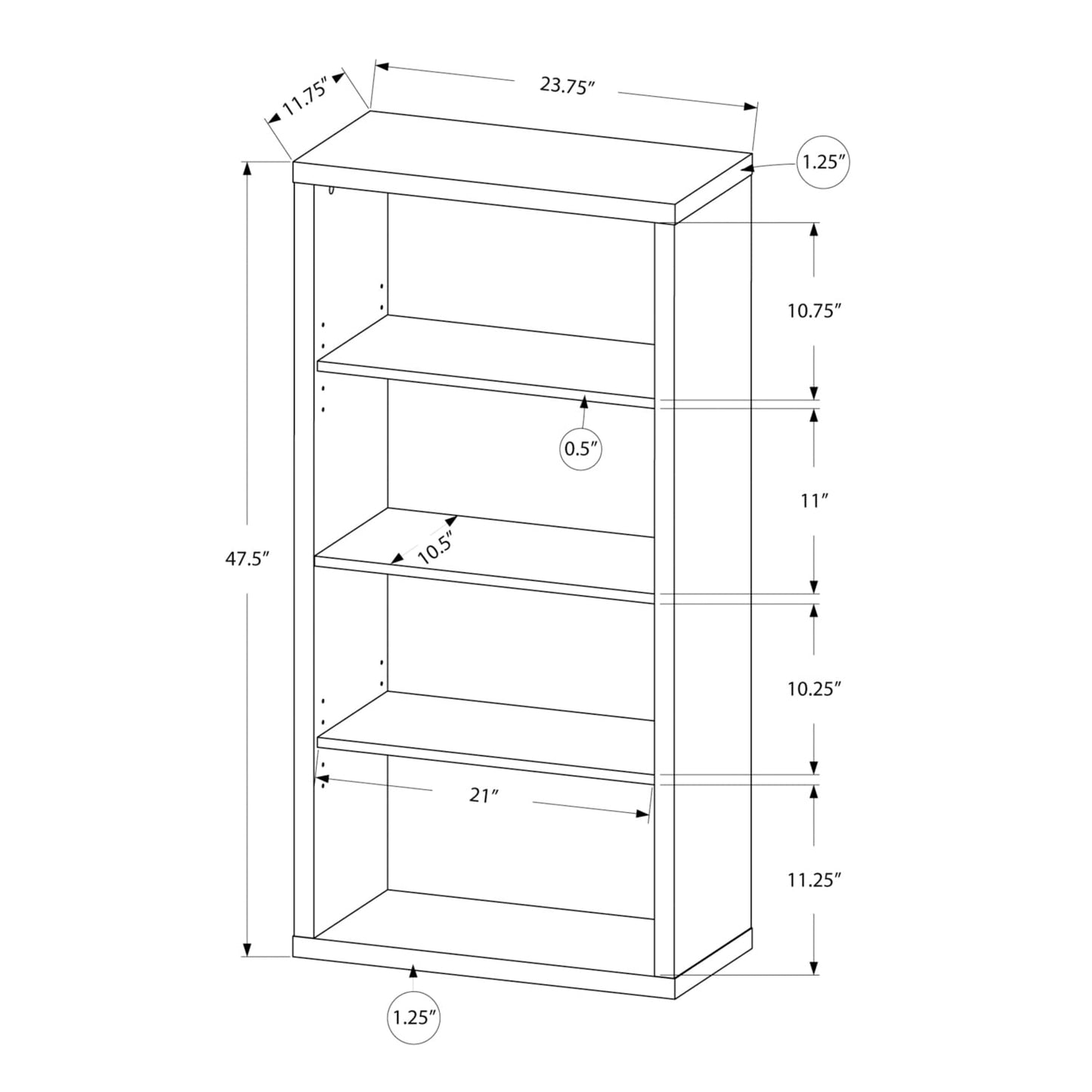 Monarch Specialties Bookcase, Black