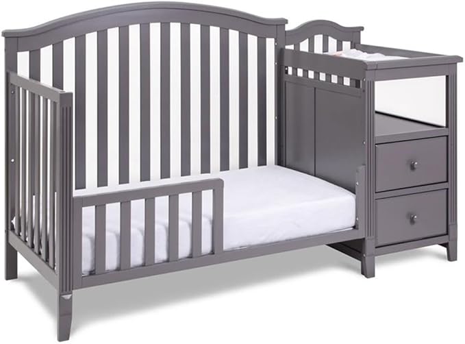 Pemberly Row 4-in-1 Convertible Crib and Changer, Sustainable Gray Pine Wood