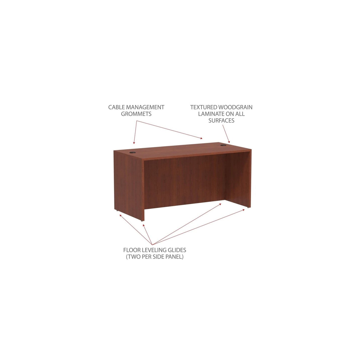 Alera Valencia Series 60 by 30 by 29-1/2-Inch Desk Shell, Medium Cherry