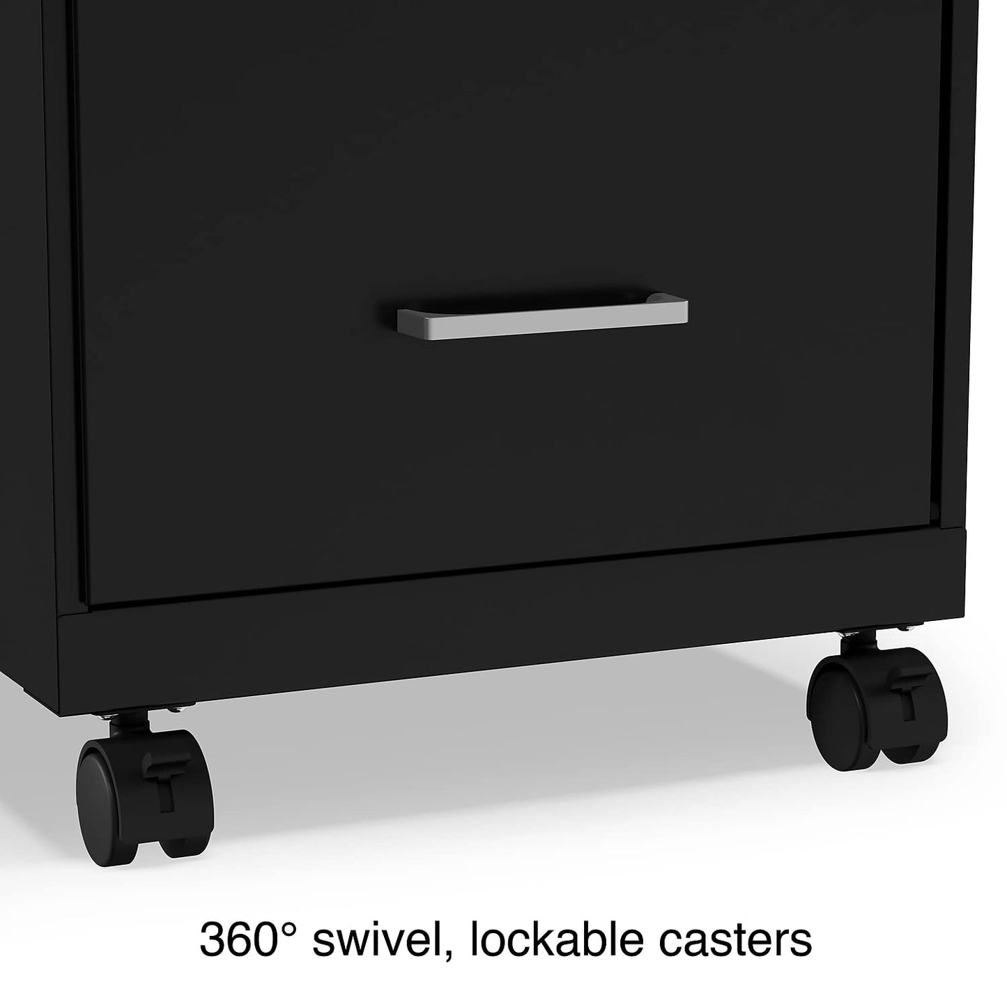 Staples 2-Drawer Vertical File Cabinet, Letter Size Documents, Lockable & Mobile, 18" D x 14" W x 26.3" H, Black