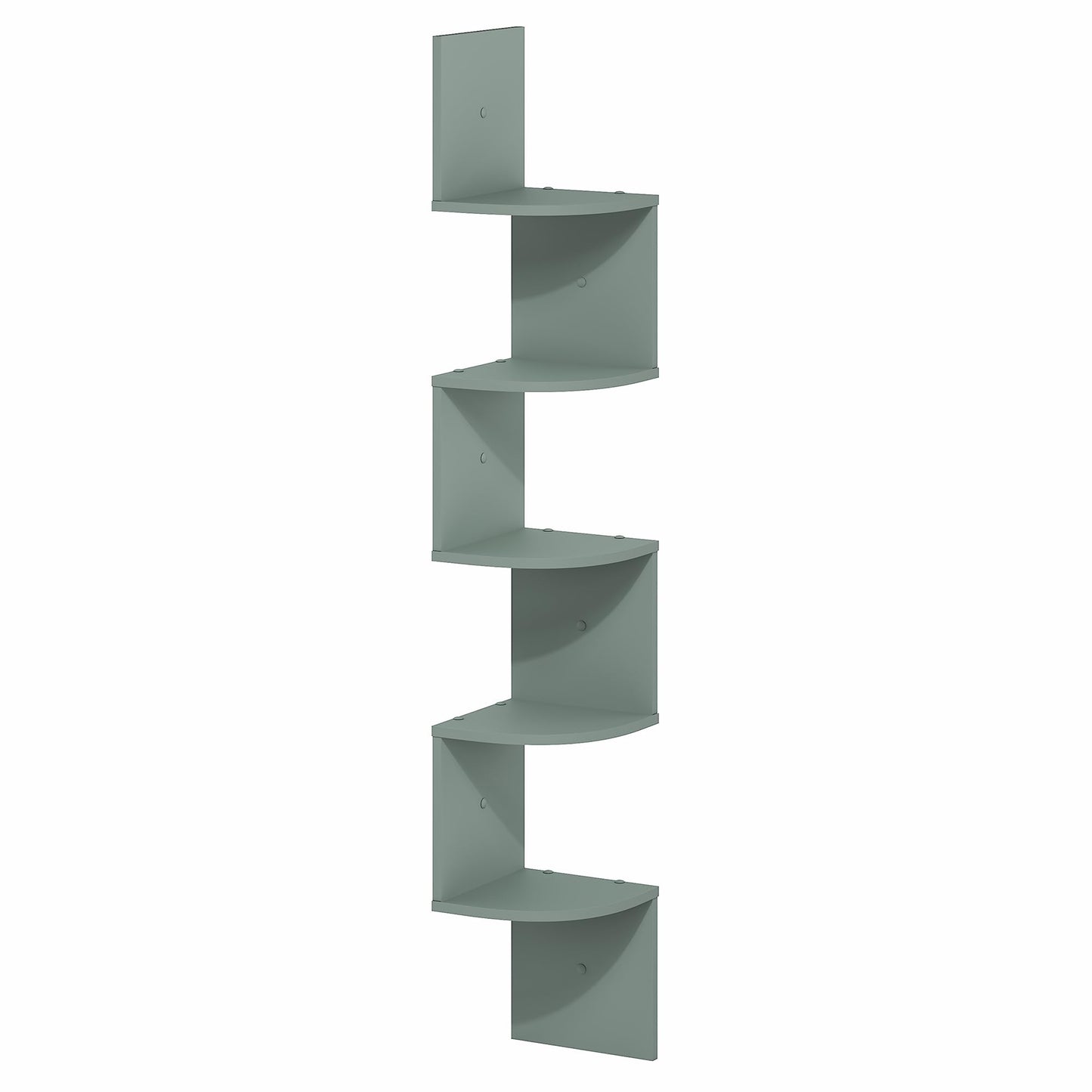 Furinno Rossi Floating Book Shelves for Wall, 5-Tier Zigzag Corner Shelf Wall Mounted, Radial Corner Floating Shelf, for Living Room, Bedroom, Bathroom, Home Office, Sage Green