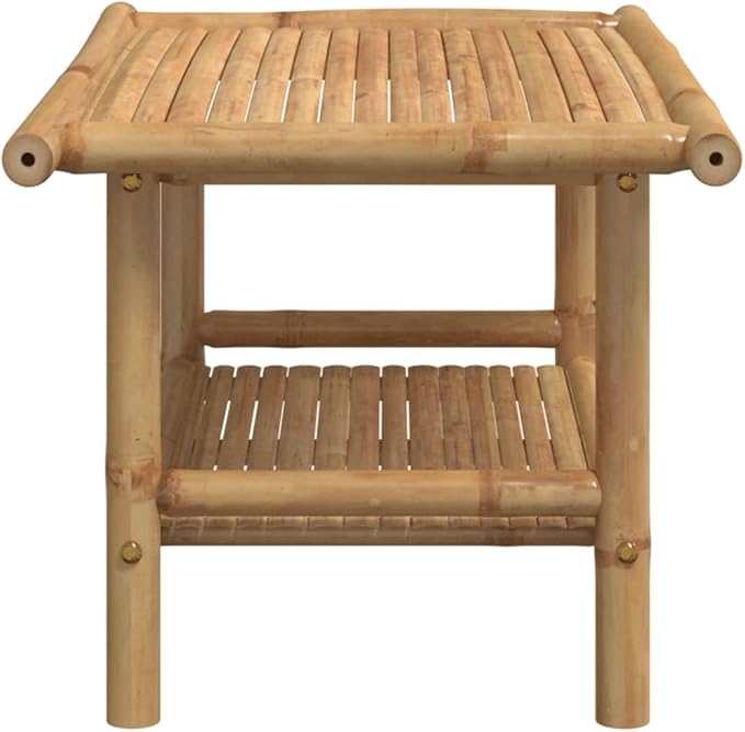 Bamboo Fiber Coffee Table with Storage Shelf, Eco-Friendly Modern Square Design