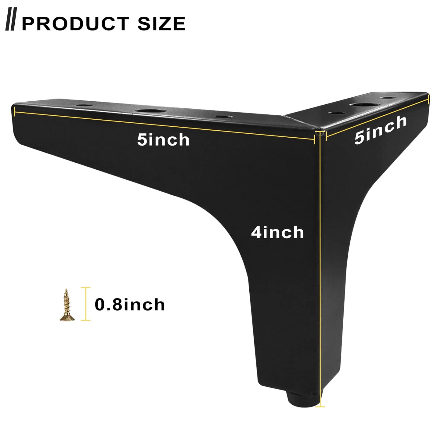 AODIOU Furniture Legs Metal Feet: Cabinet Legs 4 Inch Triangle Feet Replacement Dresser Legs Set of 4