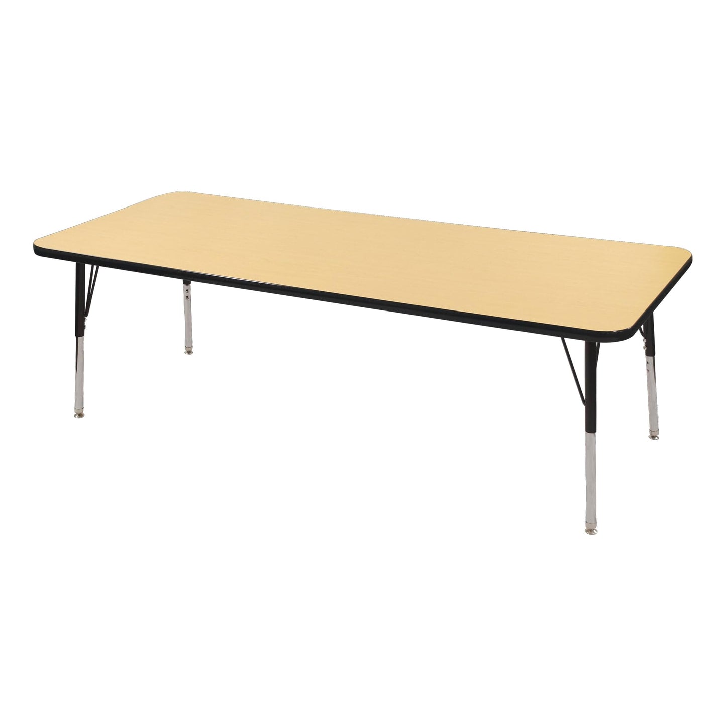 Norwood Commercial Furniture Adjustable Height Classroom Activity Table for Kids & Adults, Rectangular Activity Table for School and Home, Maple/Black, 24" W x 48" L