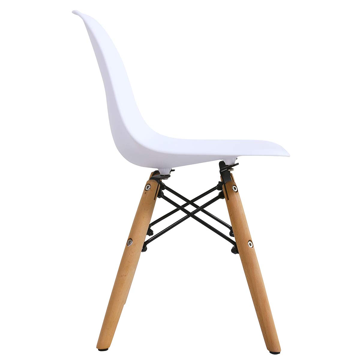 Costzon Kids Table and Chair Set, 5 PCS Mid-Century Modern Style Kids Desk Set w/Wood Legs, Iron Frame for Dining Drawing Playing & Strong Bearing Capacity, Toddler Table and Chairs (White)